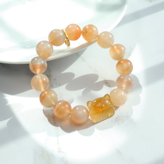 Cat Lover - Premium Yuhua Transparent Alashan Agate Bracelet