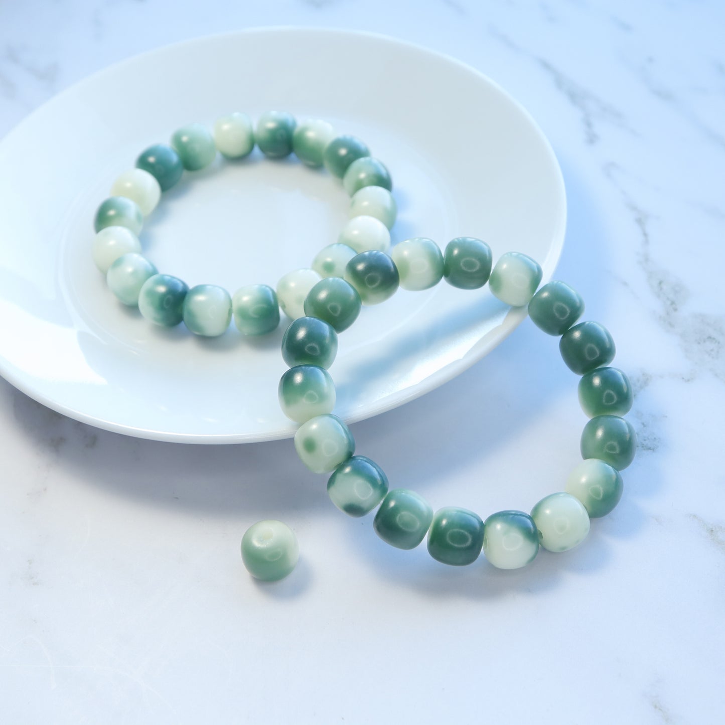 Refreshing Light Green Floating Snowflake Bodhi Root Bracelet