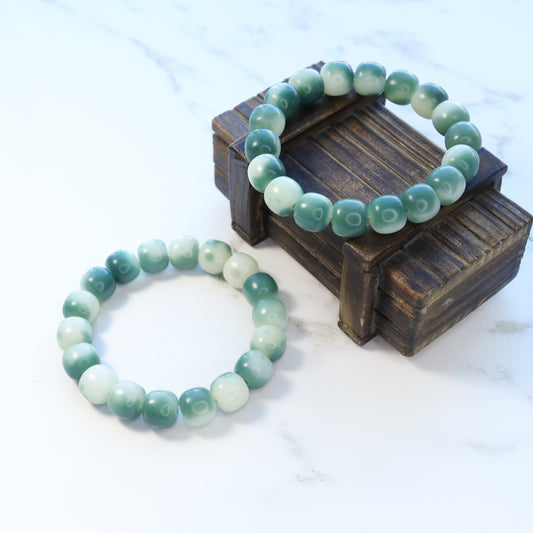 Refreshing Light Green Floating Snowflake Bodhi Root Bracelet