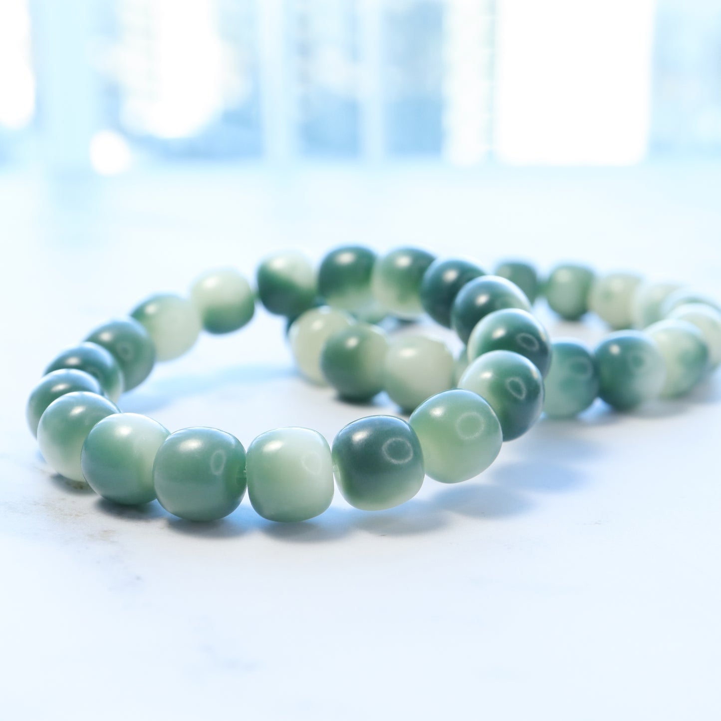 Refreshing Light Green Floating Snowflake Bodhi Root Bracelet
