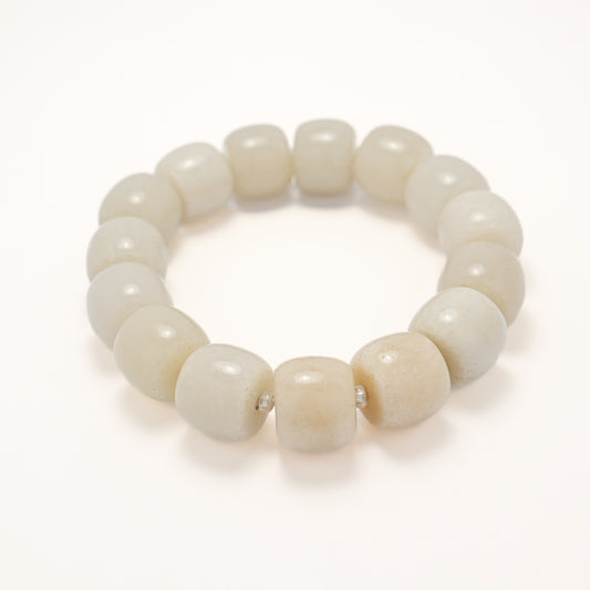 Creamy White - Taro Paste She Tai Cui Jade Bracelet