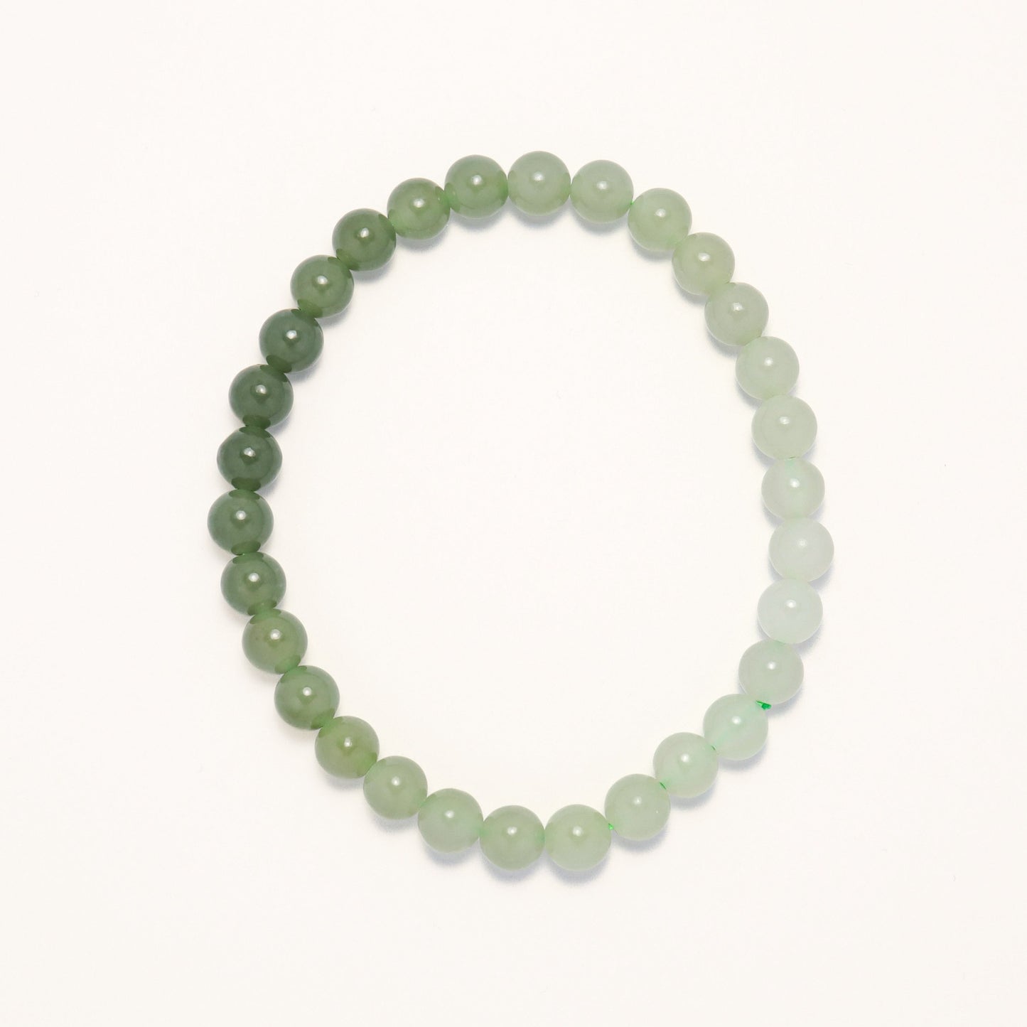 Mountain View - Gradient Green Hetian Jade Round Beads Bracelet