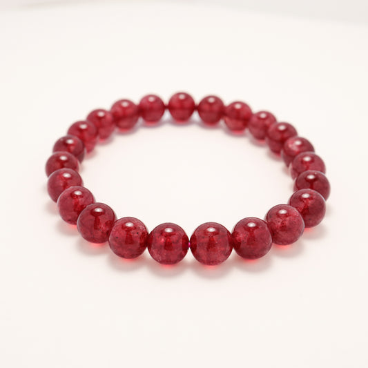 Noble Romance - Pigeon Blood Red Premium Strawberry Quartz Bracelet