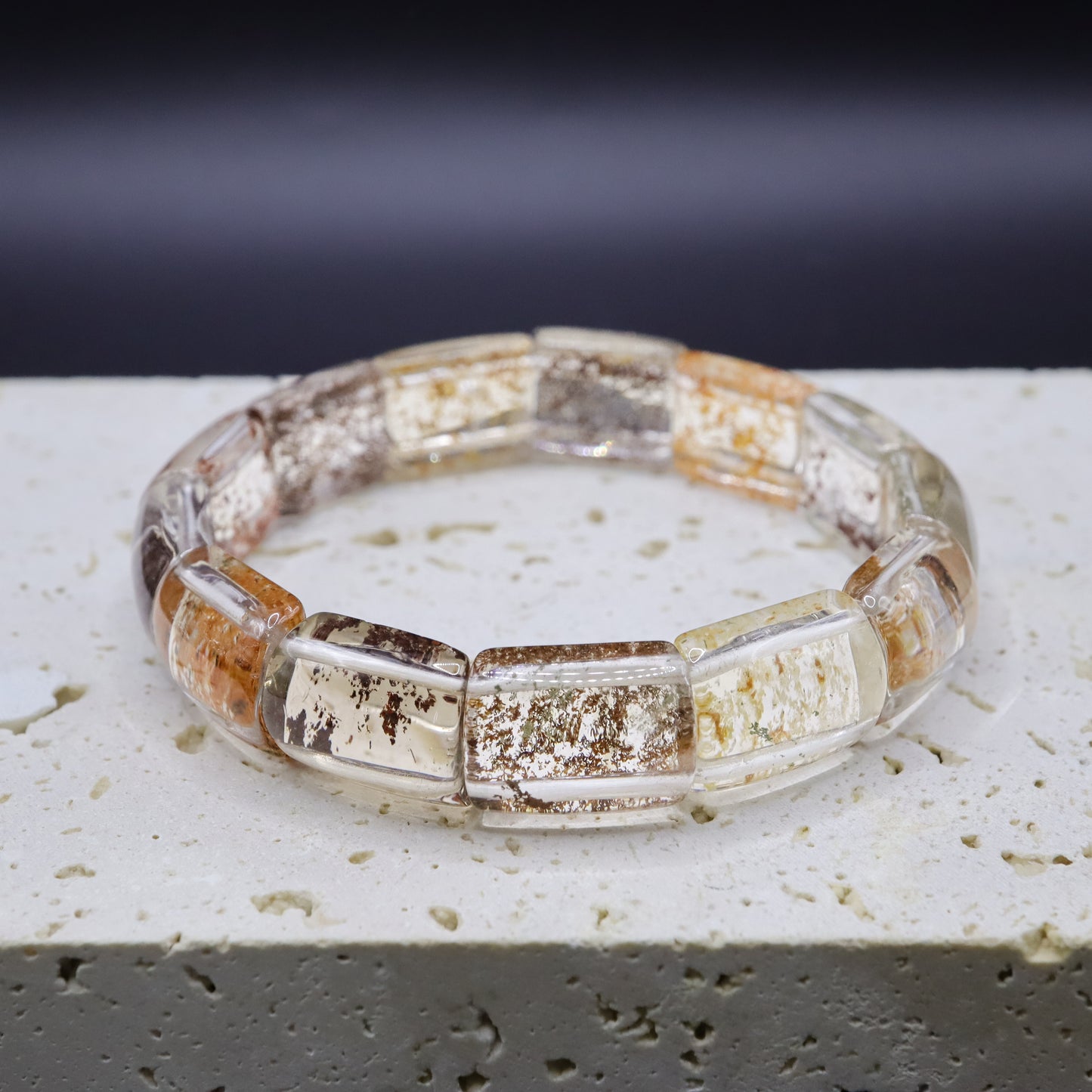 Fortune Seasons - Natural Four Season Phantom Quartz Cube Bracelet
