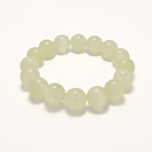 Mont Ice - Afghanistan Green White Jade Bracelet ( Multi Bead Size)