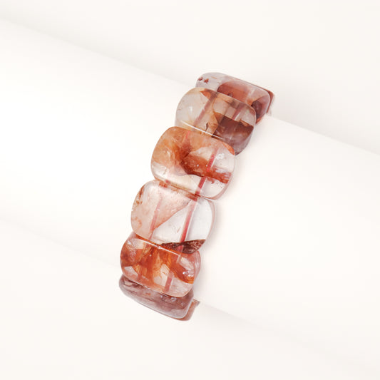 Koi Carp Fortune - Red Glue Flower Crystal Cube Bracelet