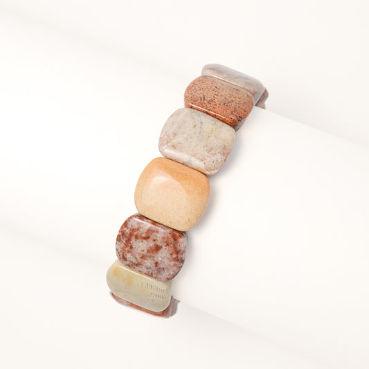 Ocean Treasure - Fossilized Coral Stone Cube Bracelet