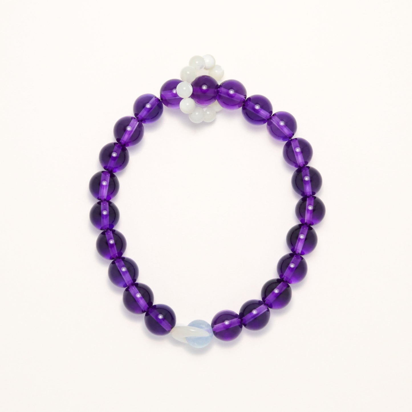 Mercury Goddess - Shell Moon Aquamarine & Amethyst Bracelet