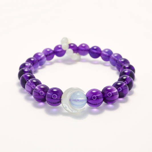 Mercury Goddess - Shell Moon Aquamarine & Amethyst Bracelet
