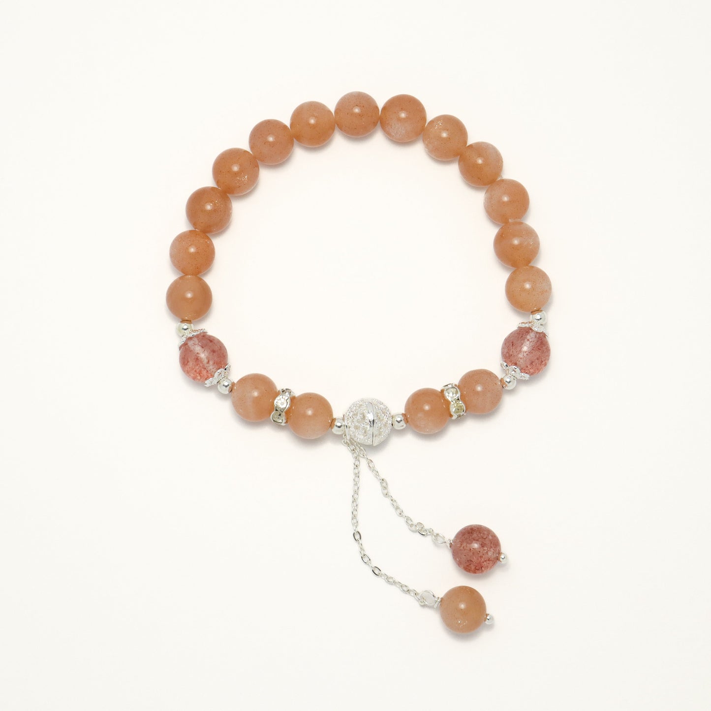 The Mr. Right - Orange Moonstone & Strawberry Quartz Bracelet