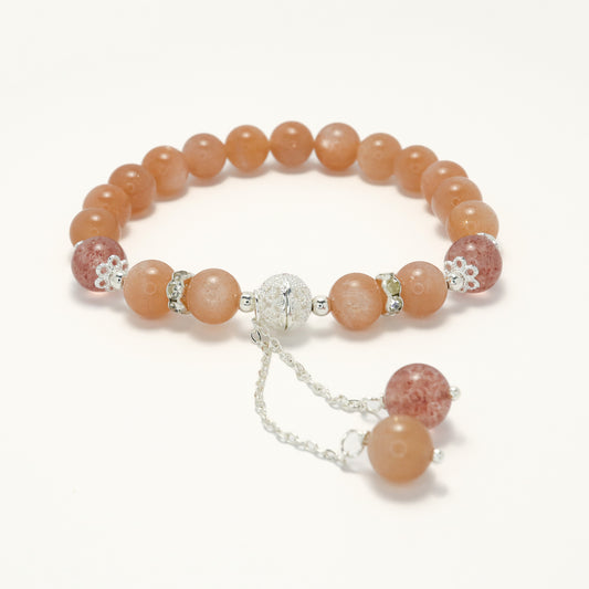 The Mr. Right - Orange Moonstone & Strawberry Quartz Bracelet