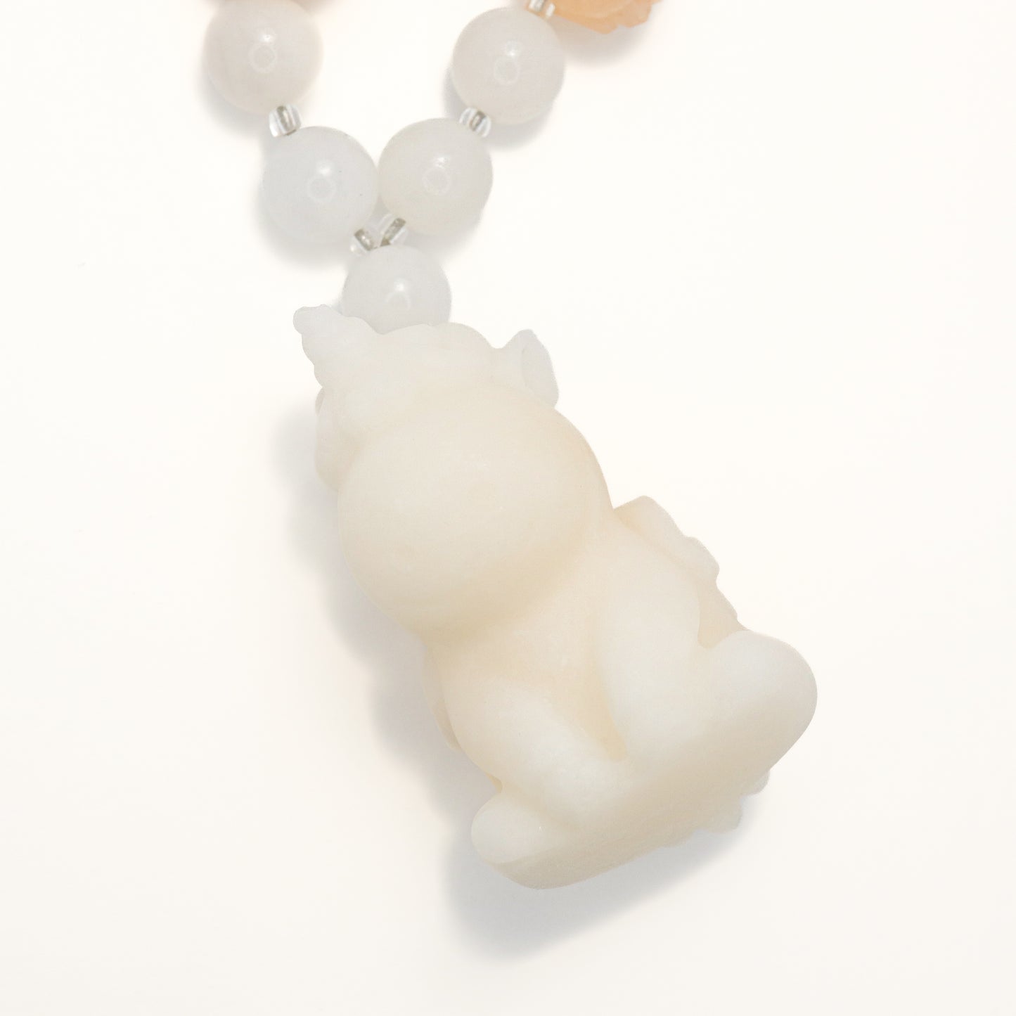Unicorn - Ice White She Tai Cui Jade Raw Stone Hand Pieces / Sculpture Ornament