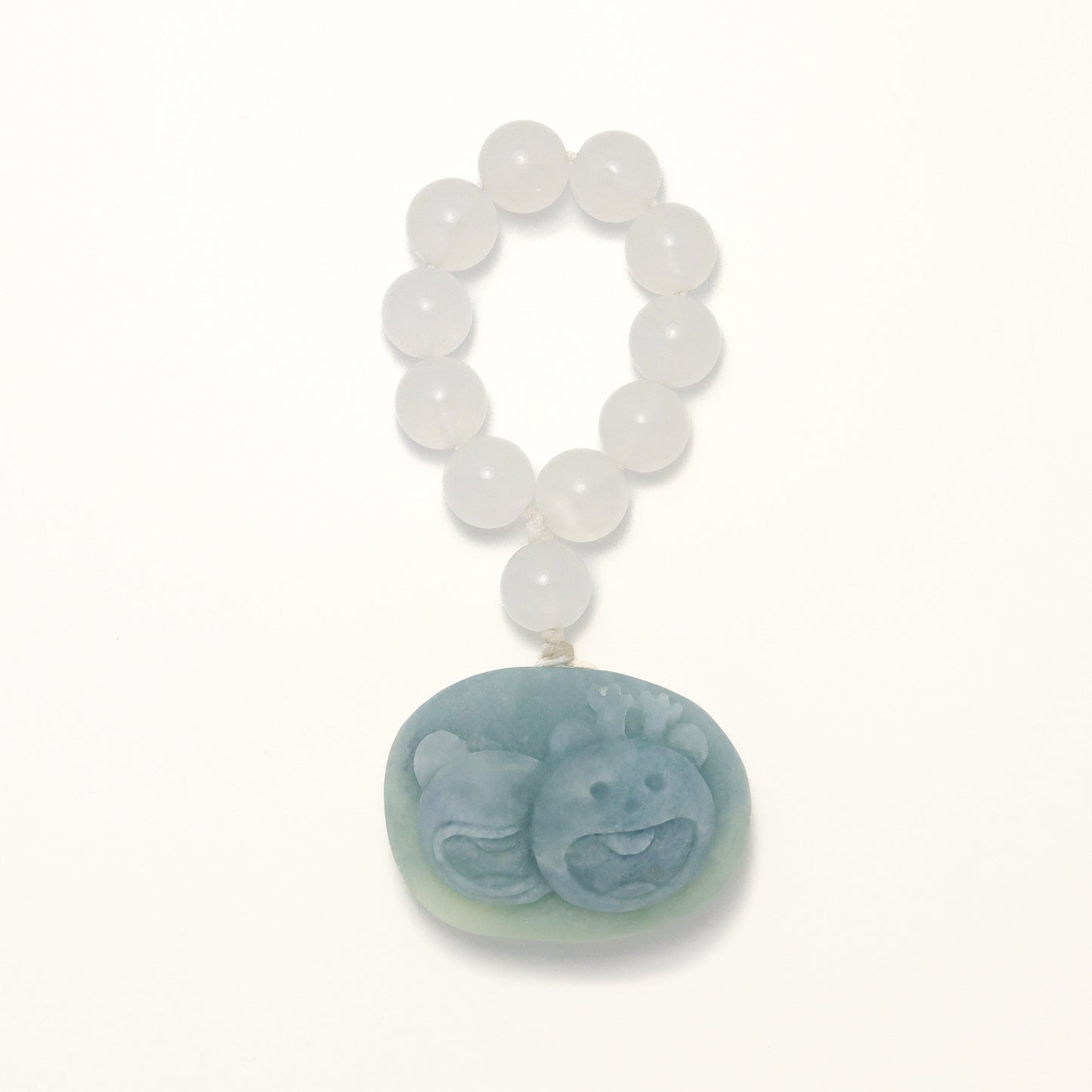 Happy Bear Family - Blue Sky & Cloud She Tai Cui Jade Raw Stone Hand Pieces / Sculpture Ornament