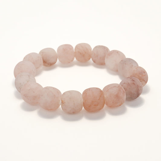 Pink Strawberry Jam - She Tai Cui Jade Raw Stone Bracelet