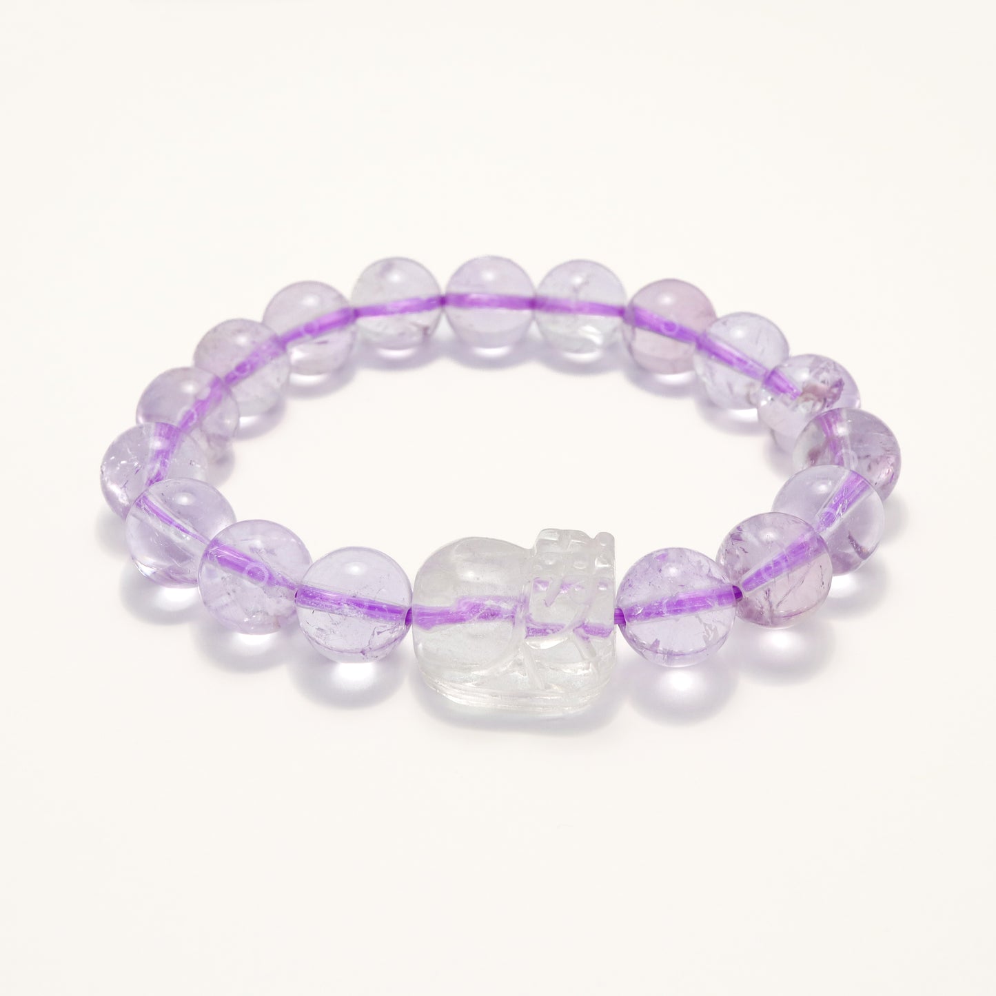 First Spring - Clear Quartz Pixiu & Lavender Amethyst Bracelet