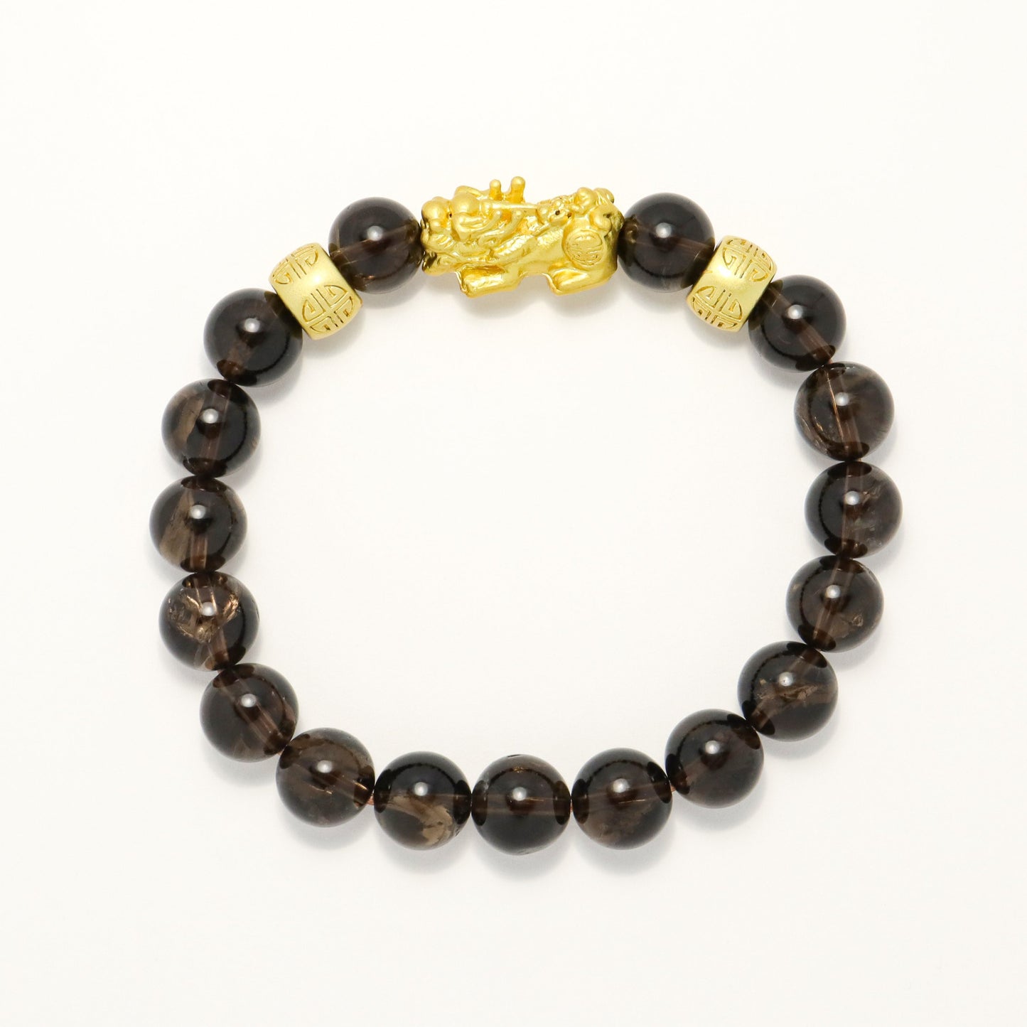 Fortune & Protection - Gold Plated Pixiu & Tea-Coloured Citrine Bracelet