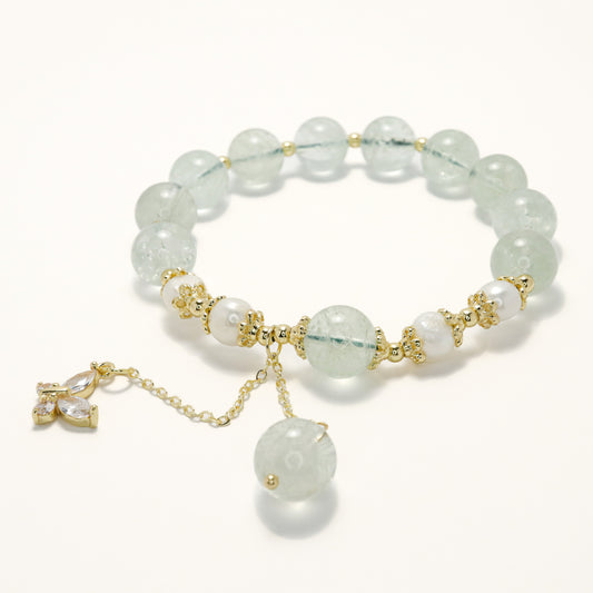 Summer Green - Freshwater Pearl & Green Quartz Bracelet