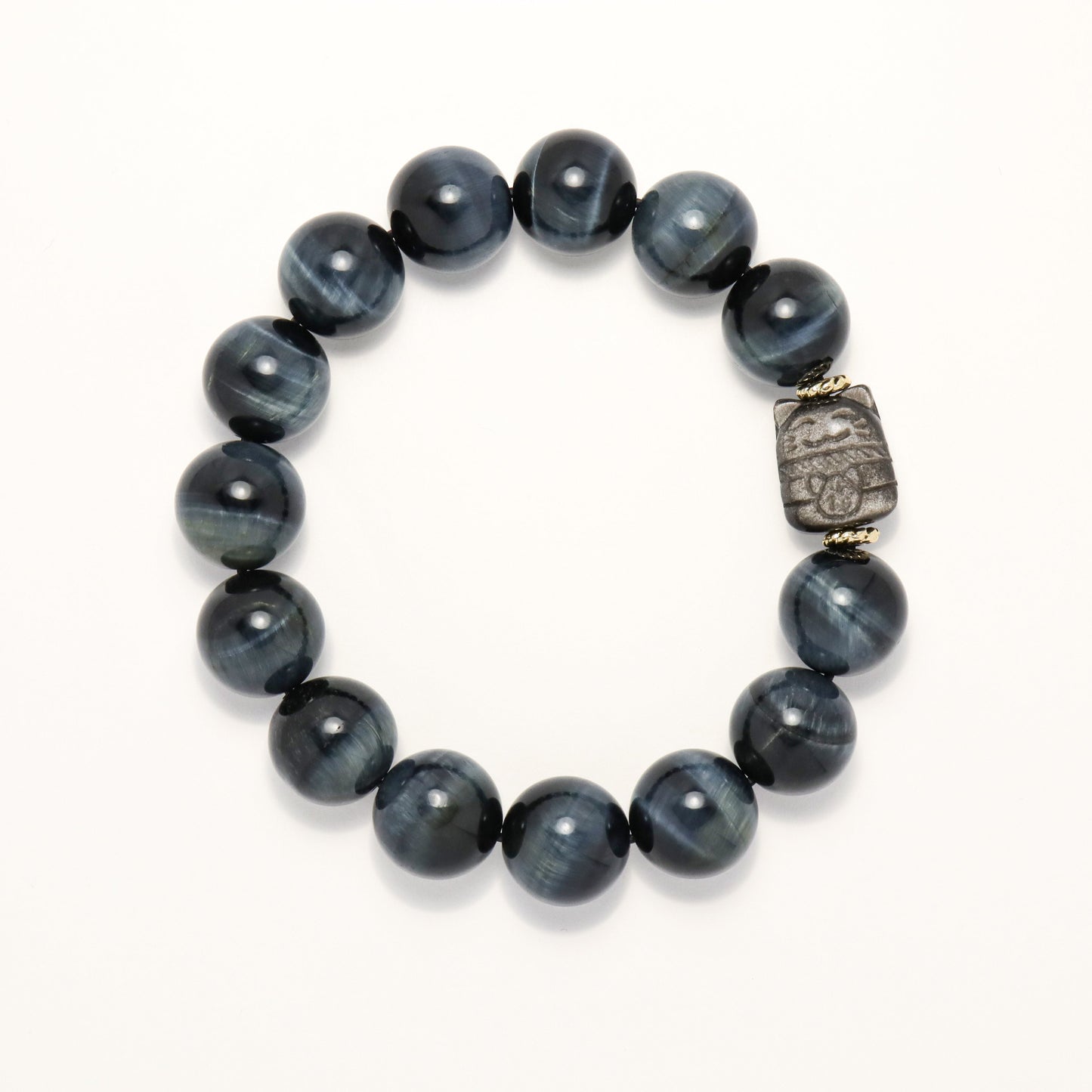 Fortune Cat - Blue Tiger Eye Bracelet