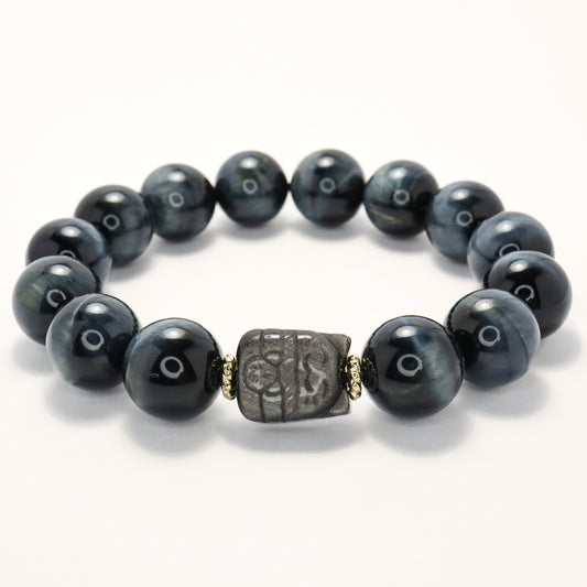 Fortune Cat - Blue Tiger Eye Bracelet