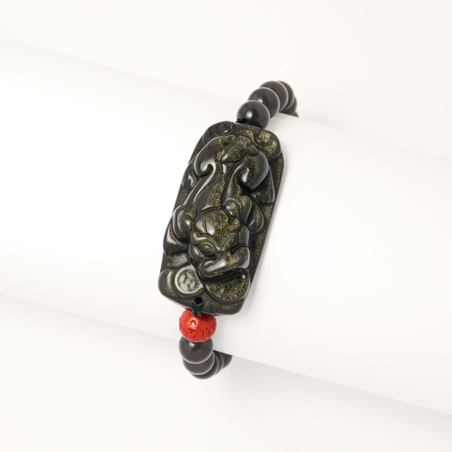 Wealth & Luck - Ice Black Obsidian & Golden Obsidian Pixiu Bracelet