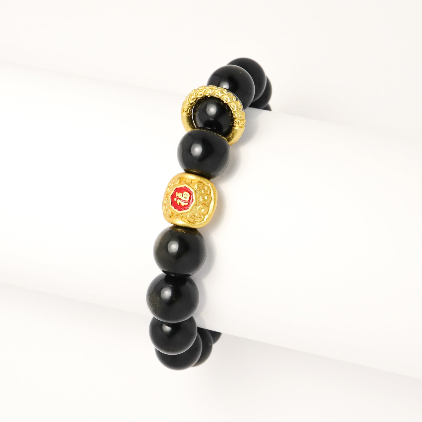 Longevity Turtle Fook - Golden Obsidian Bracelet