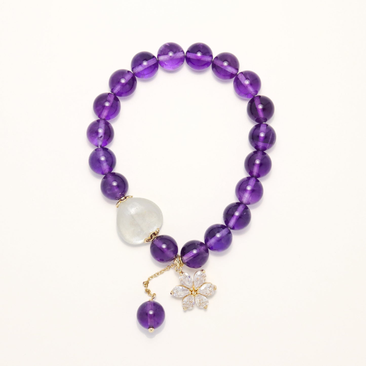 Faithful Love - Amethyst & Moonstone Heart Bracelet