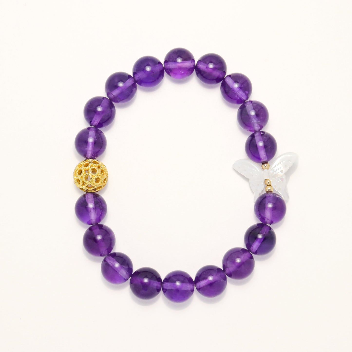 Butterfly Among Hydrangea - Amethyst Bracelet