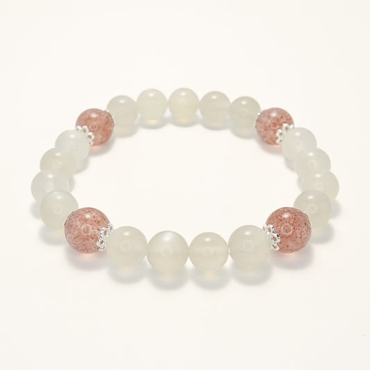 Heaven Love - Moonstone & Strawberry Quartz Bracelet