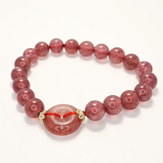 Peace Buckle - Strawberry Quartz Bracelet