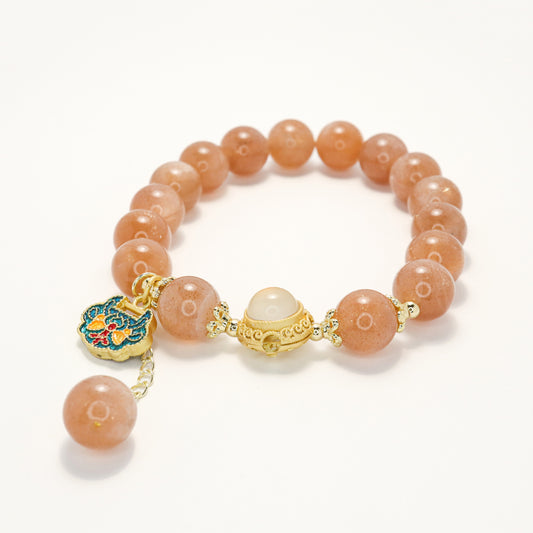 Lock Ur Wish - Orange Moonstone Bracelet