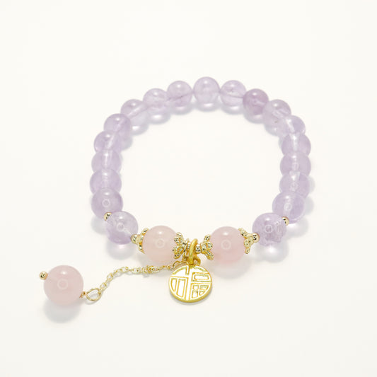The Fate Let Us Meet - Lavender Amethyst & Rose Quartz Bracelet
