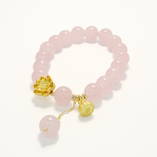 Astraea Goddess II - Lotus Rose Quartz Bracelet