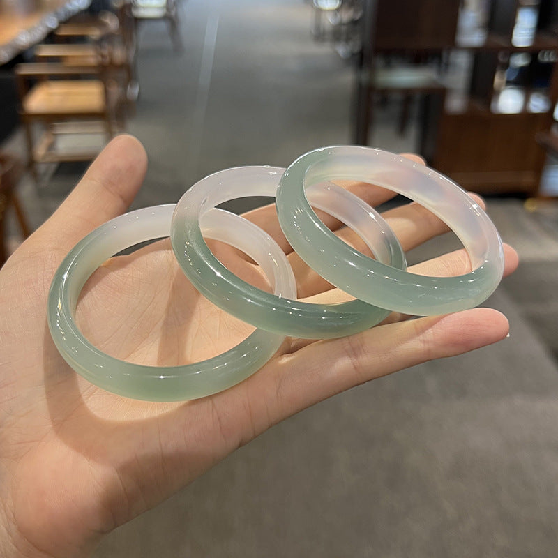Mountain Breeze - Green & White Chalcedony Bangle Bracelet (Pre-Sale) (Some in Stock)