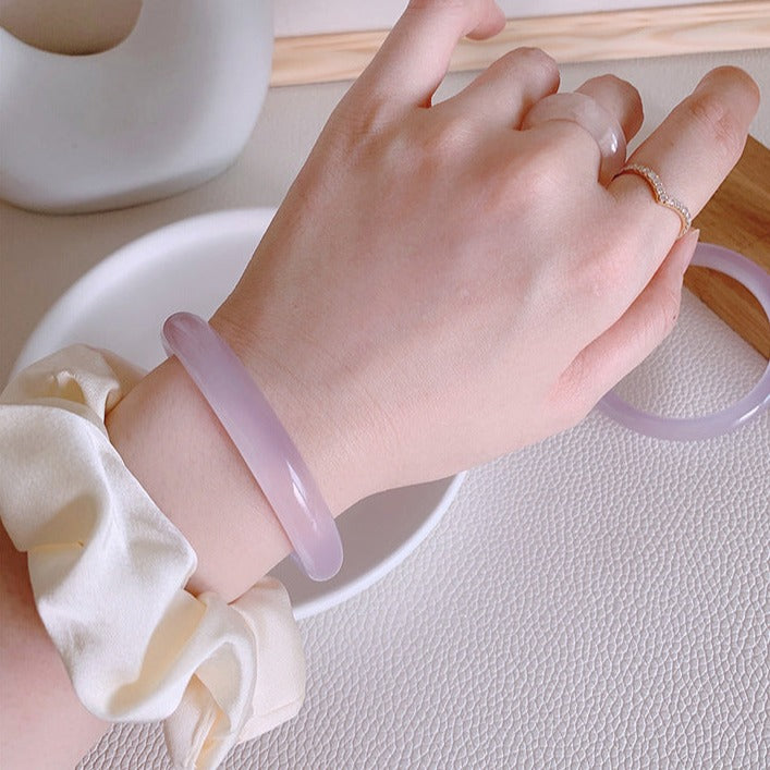 Violet Purple Ice Chalcedony Bangle Bracelet (Pre-Sale) (Some In Stock)