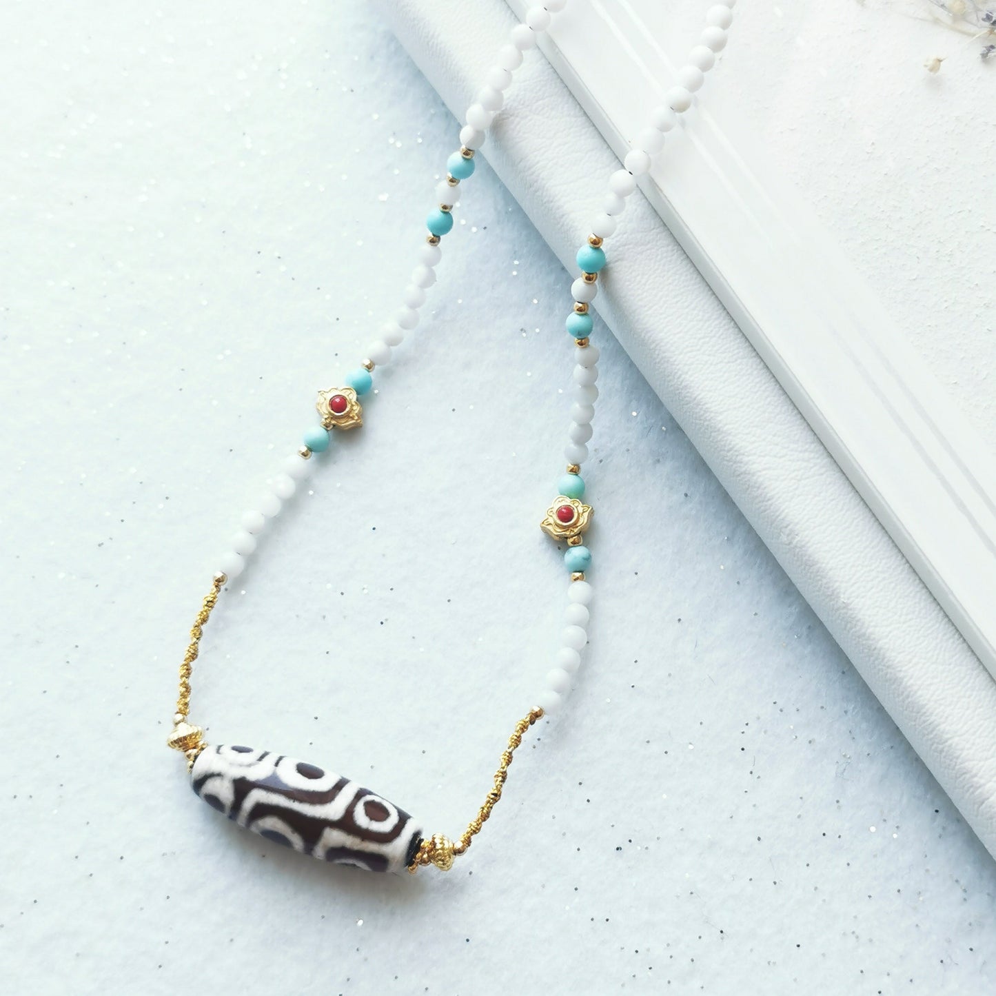 The Eye of God - Dzi Bead With Shell Pearl Necklace
