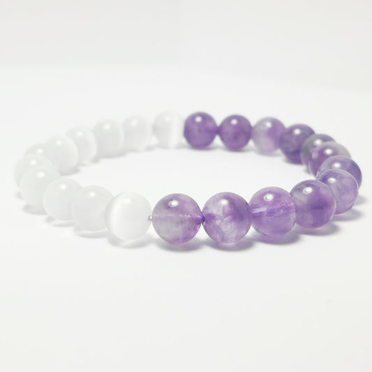 The Future - Lavender Amethyst & White Cat Eye Bracelet