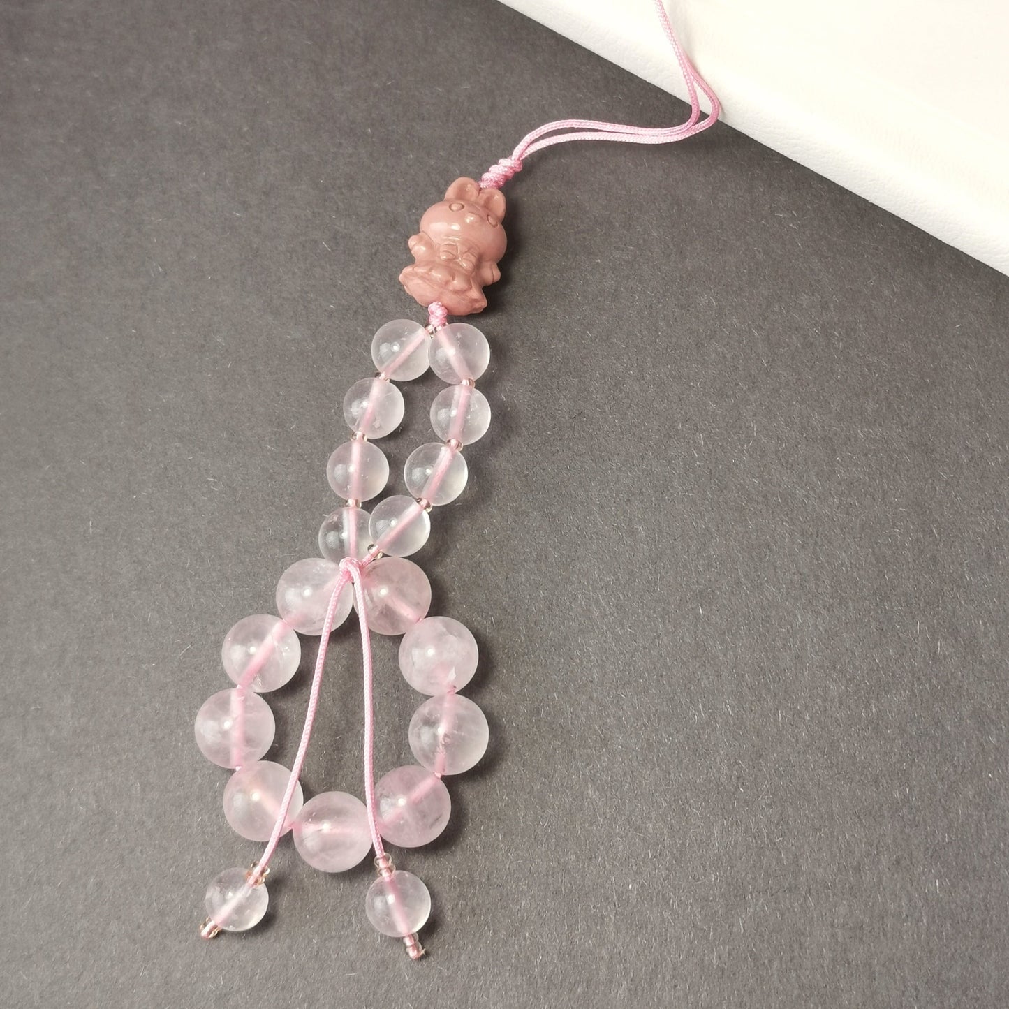 Love Bunny Alashan Agate & Mozambique Rose Quartz - Phone Charm / Key Chain