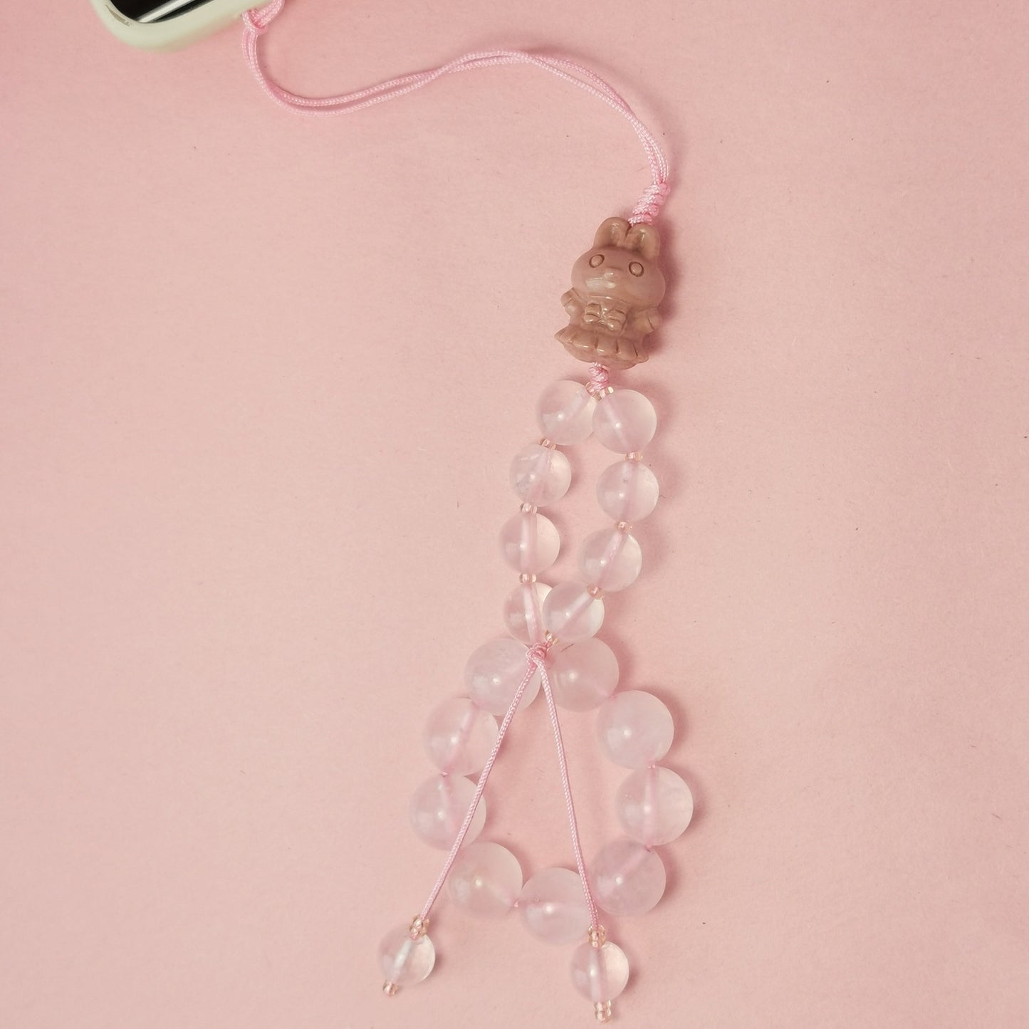 Love Bunny Alashan Agate & Mozambique Rose Quartz - Phone Charm / Key Chain