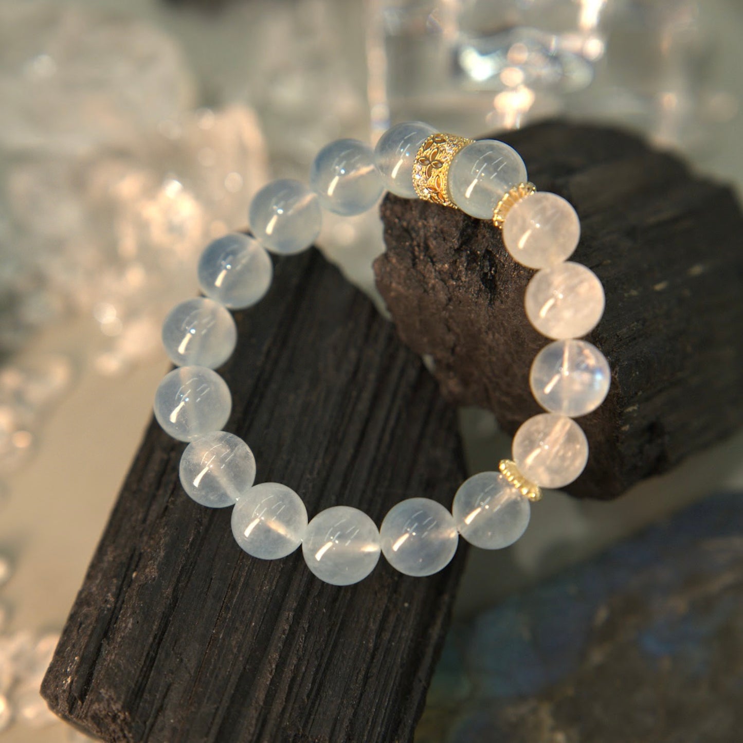 Aquamarine & Moonstone Bracelet - Lunar Ocean