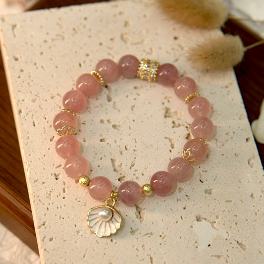 Lavender Rose Quartz & Pearl-Shell Bracelet - Ocean Blush