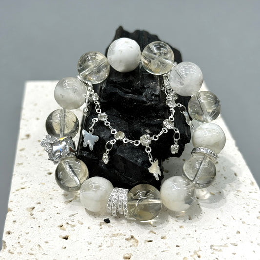 Citrine &amp; Snow Phantom Quartz Bracelet - Golden Echo