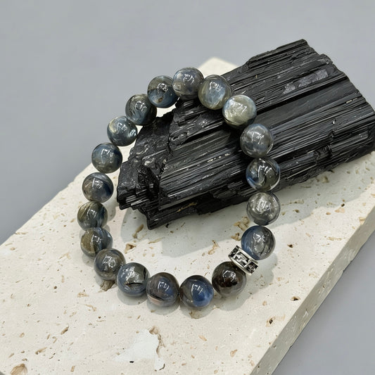 Dragon Scale Blue Kyanite & s925 Silver Bracelet - LoongBlue Scales