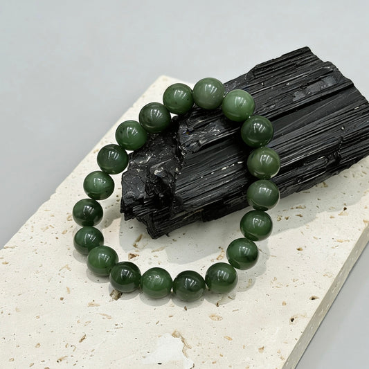 Russian Nephrite Jade Bracelet - Verdant Serenity