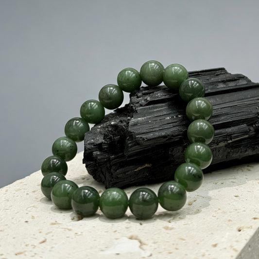 Russian Nephrite Jade Bracelet - Verdant Serenity