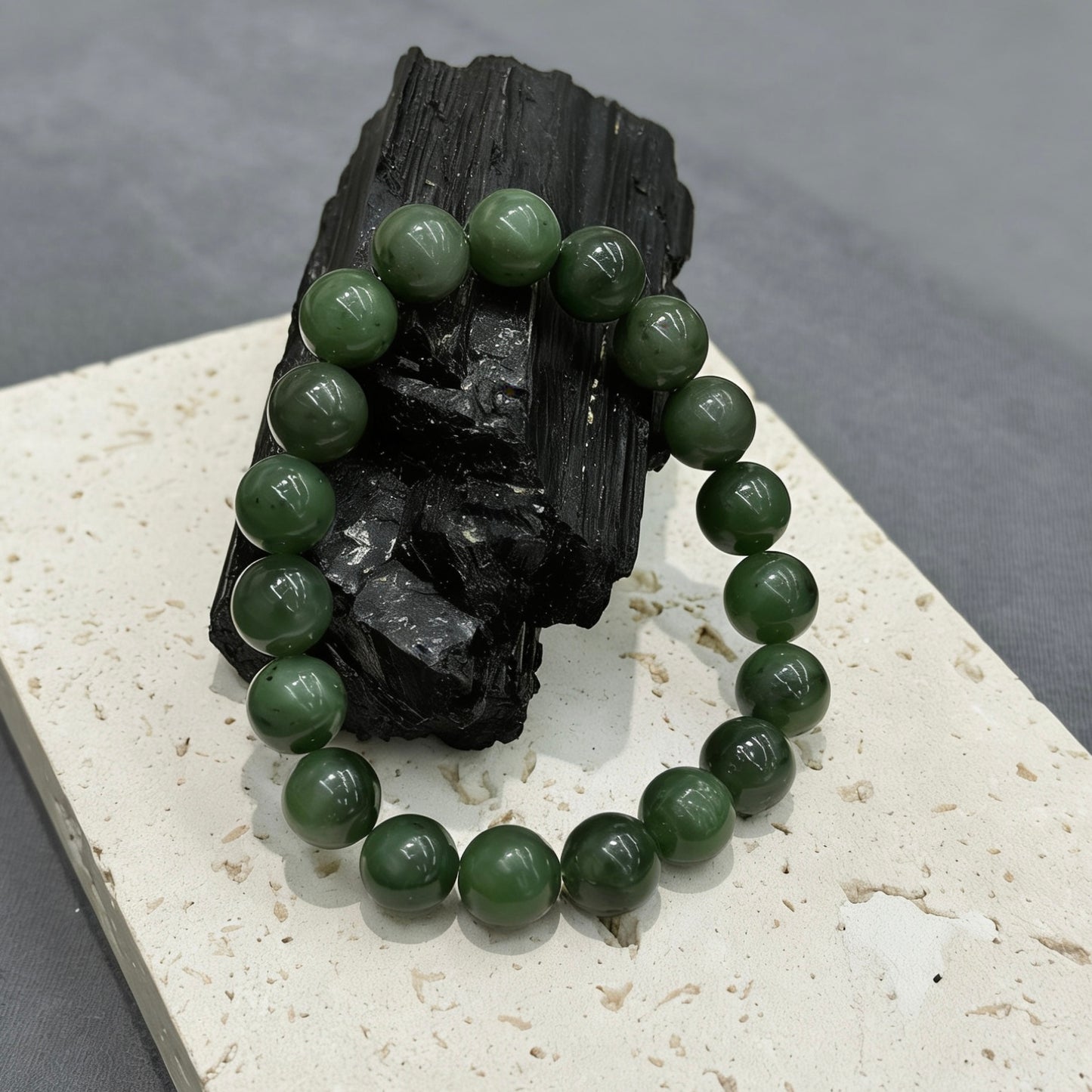 Russian Nephrite Jade Bracelet - Verdant Serenity