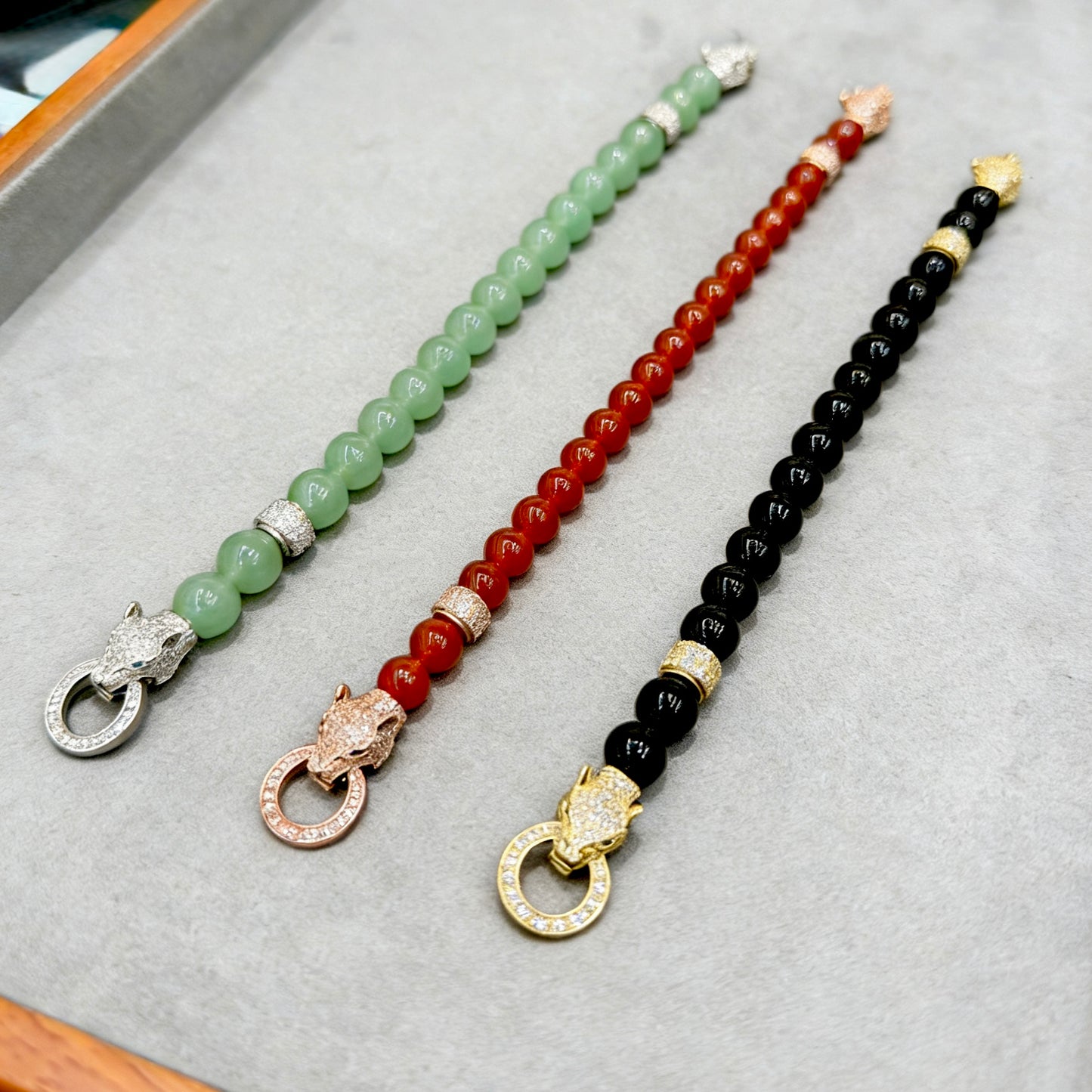 Black Obsidian Leopardhead Bracelet - Shadow Guardian