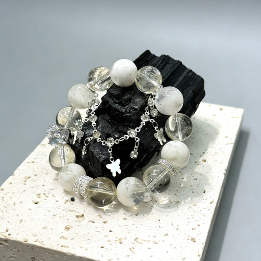 Citrine &amp; Snow Phantom Quartz Bracelet - Golden Echo