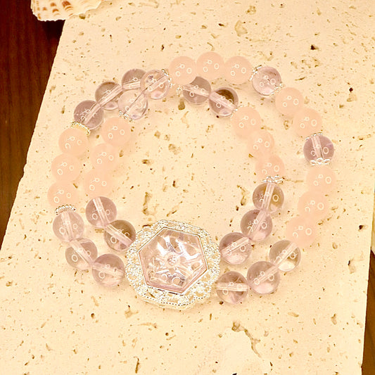 Amethyst & Rose Quartz Bracelet - Luna Blossom