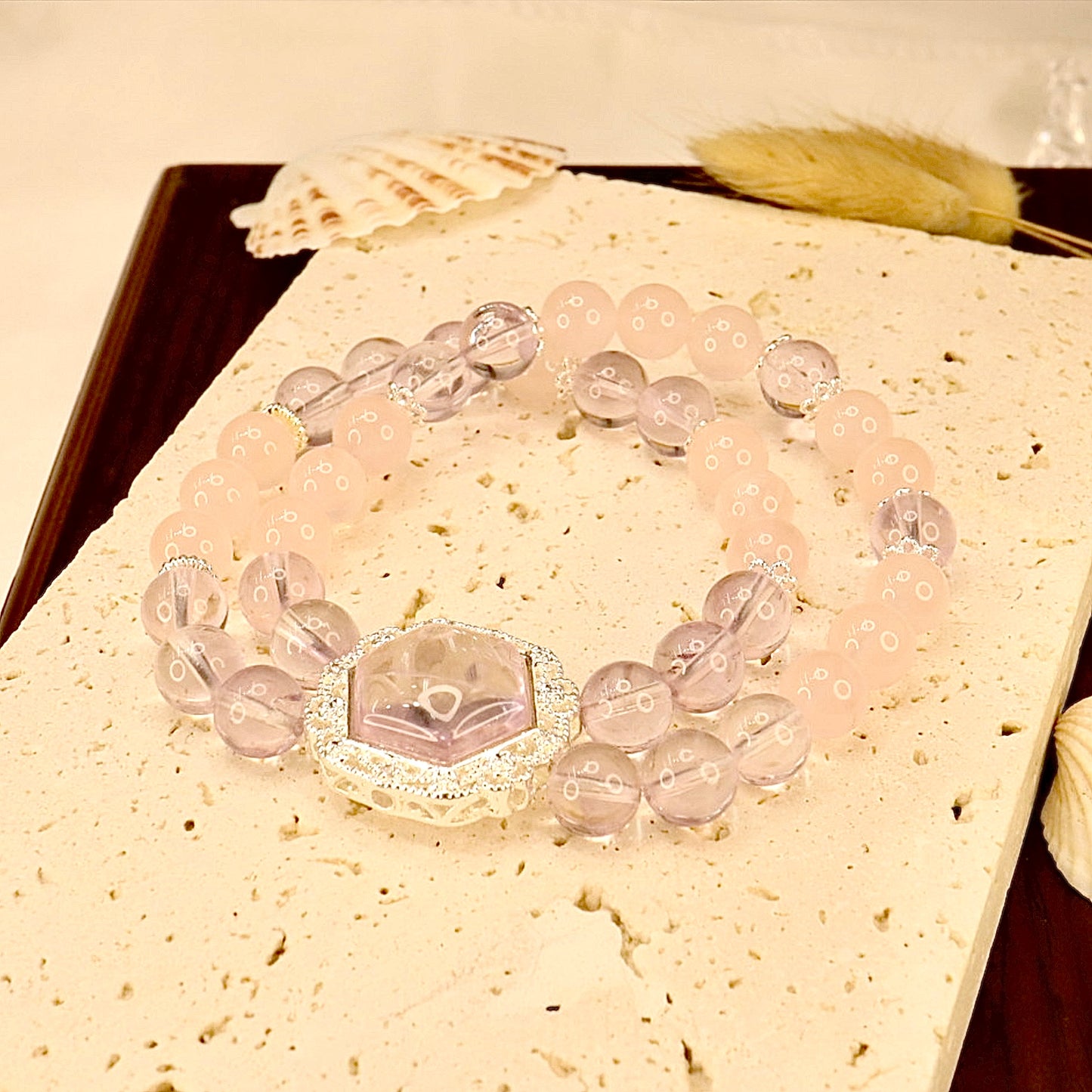 Amethyst & Rose Quartz Bracelet - Luna Blossom