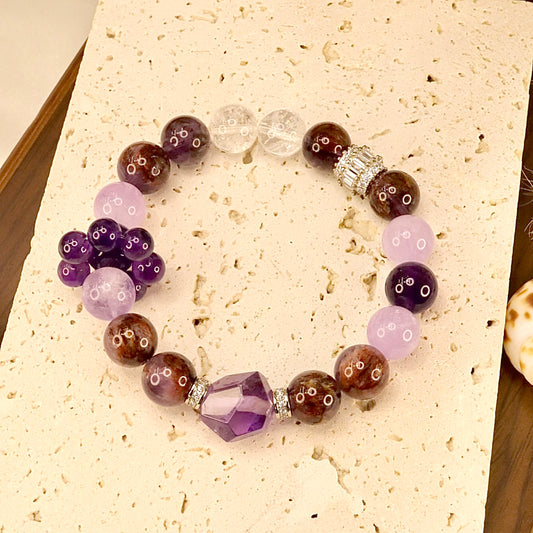 Amethyst, Citrine, Phantom & Azeztulite Bracelet - Mystic Harmony Crystal